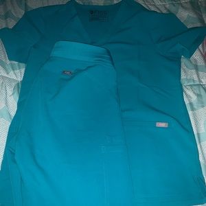 Figs teal scrub set- s/s tall